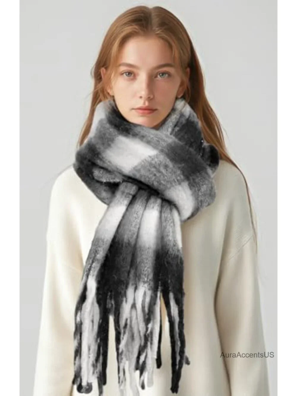 Women's Winter Chunky Mohair Scarf Large Vintage Pashmina Wrap